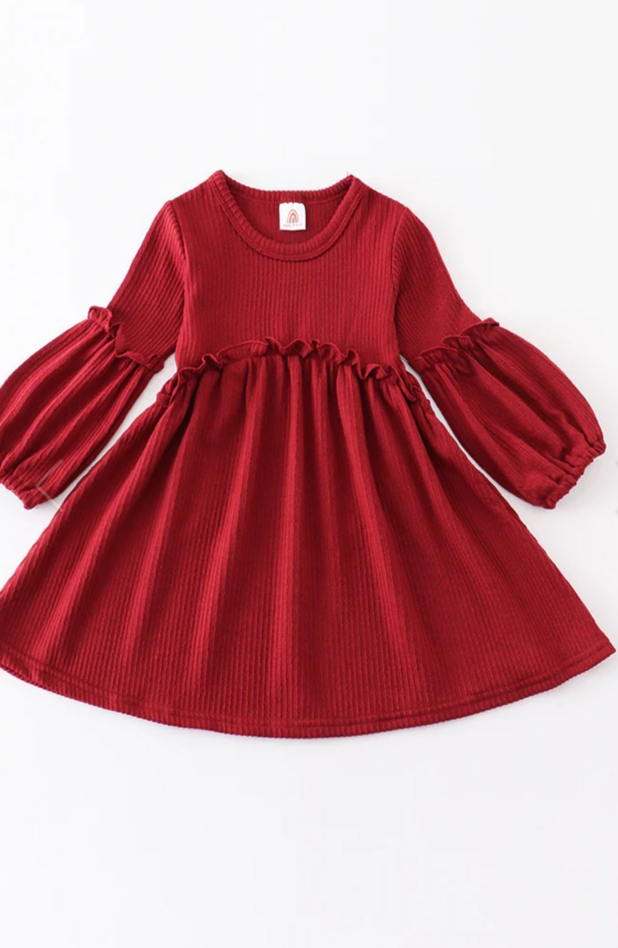 Maroon Ruffle Girl Dress