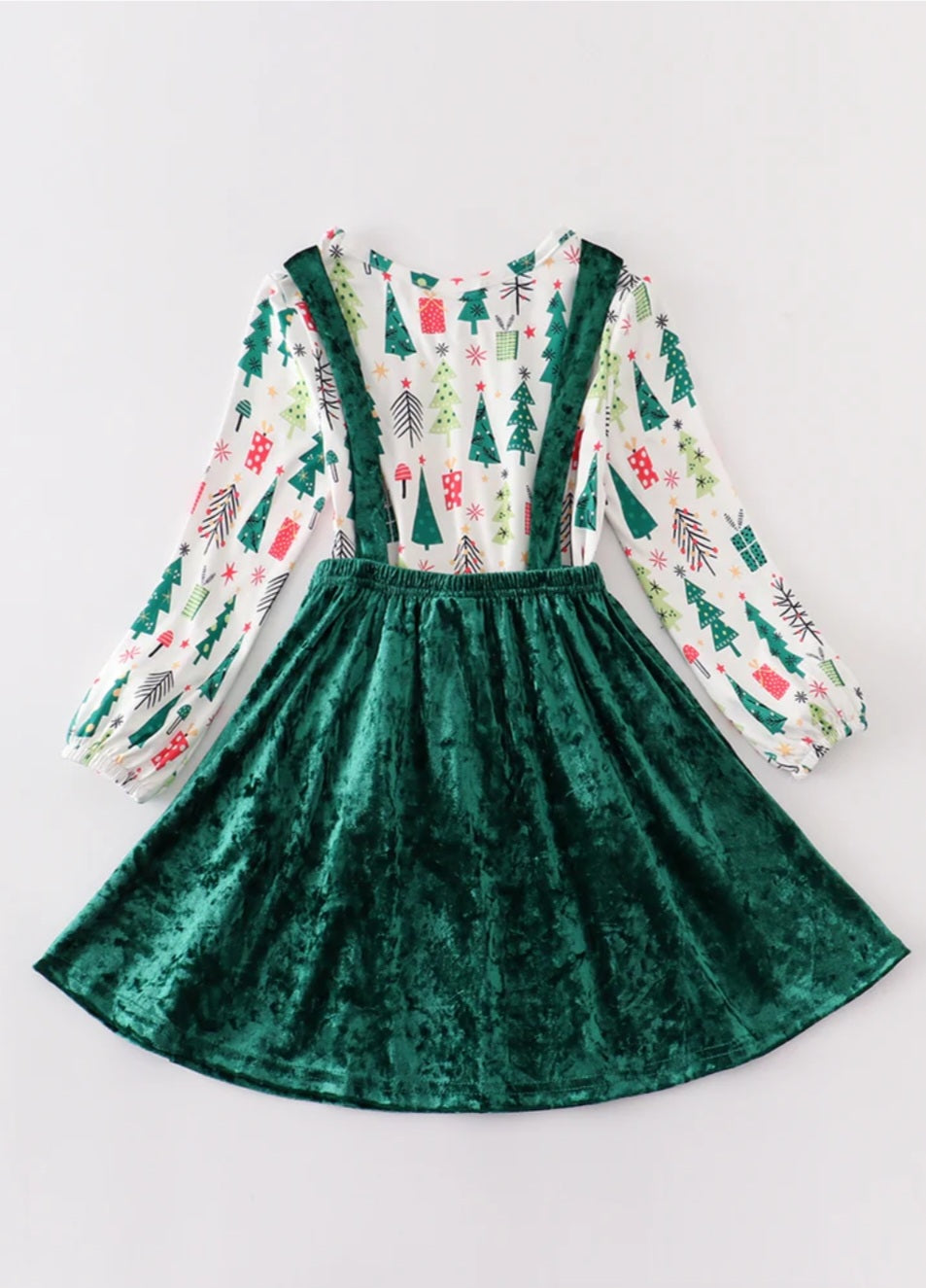 Green Christmas Tree Velvet Dress