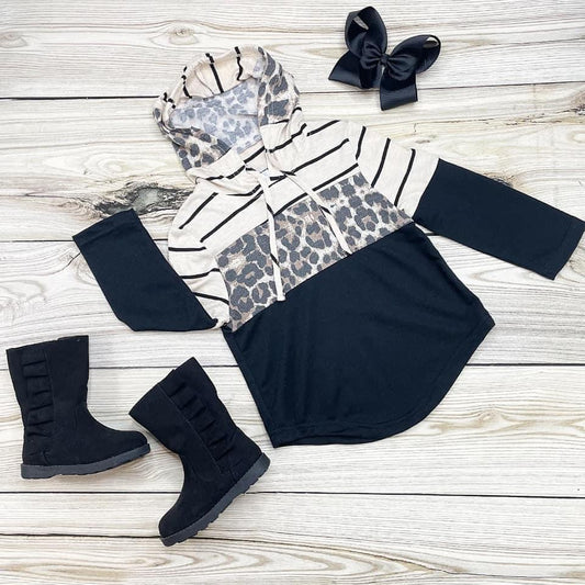 Black Leopard Hooded Tee