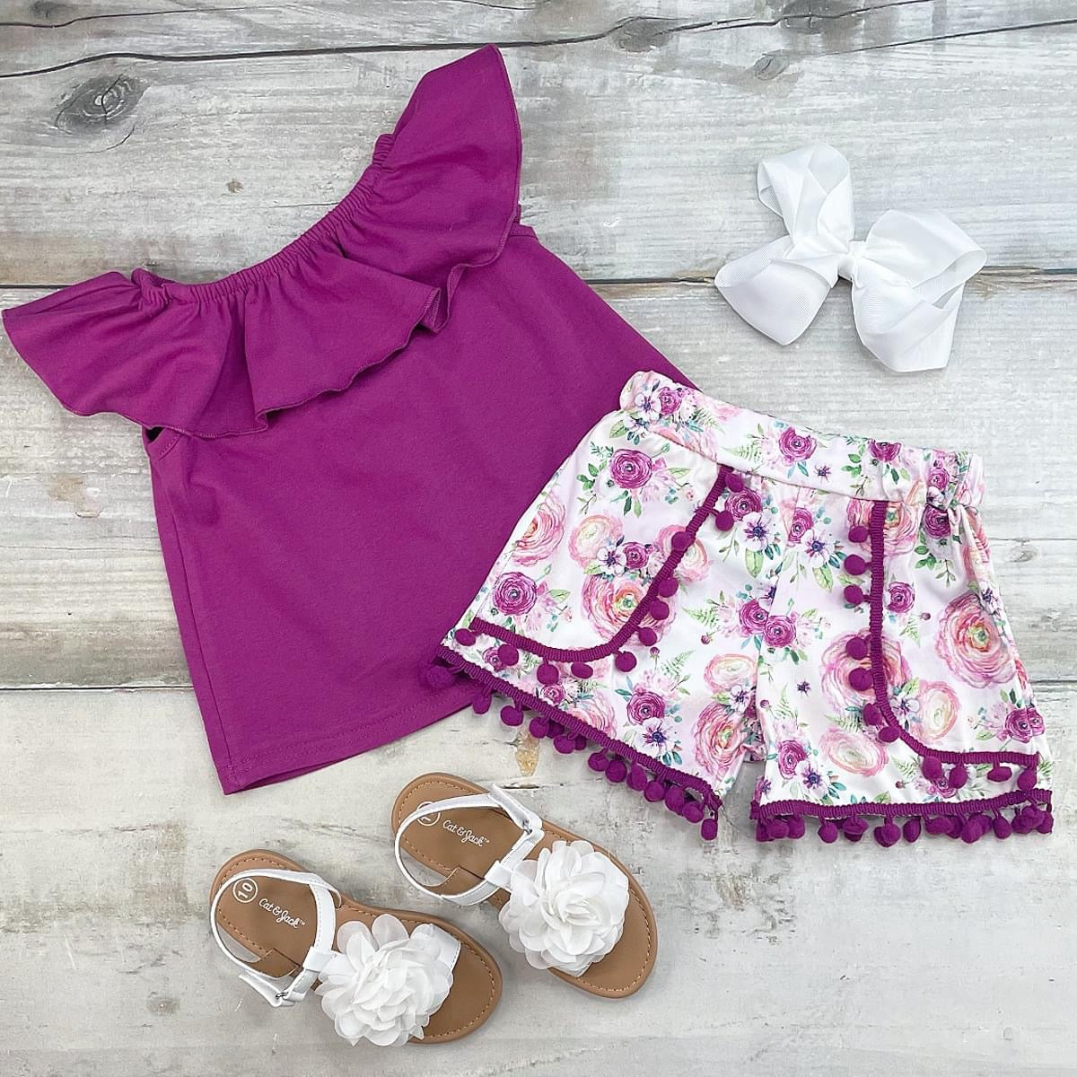 Fuschia Floral Shorts Set