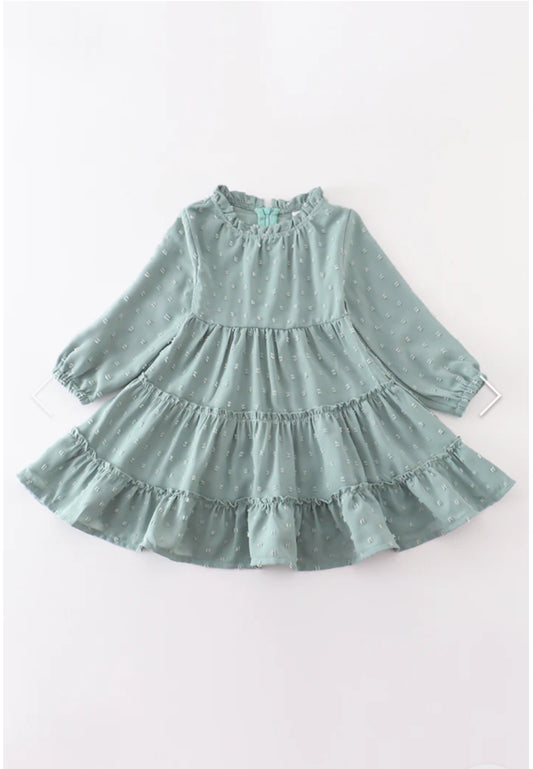 Green Dot Ruffle Dress