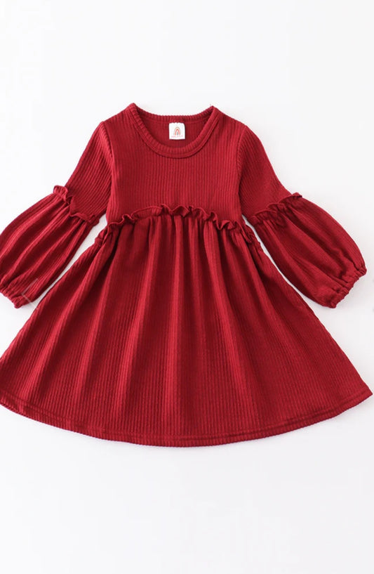 Maroon Ruffle Girl Dress