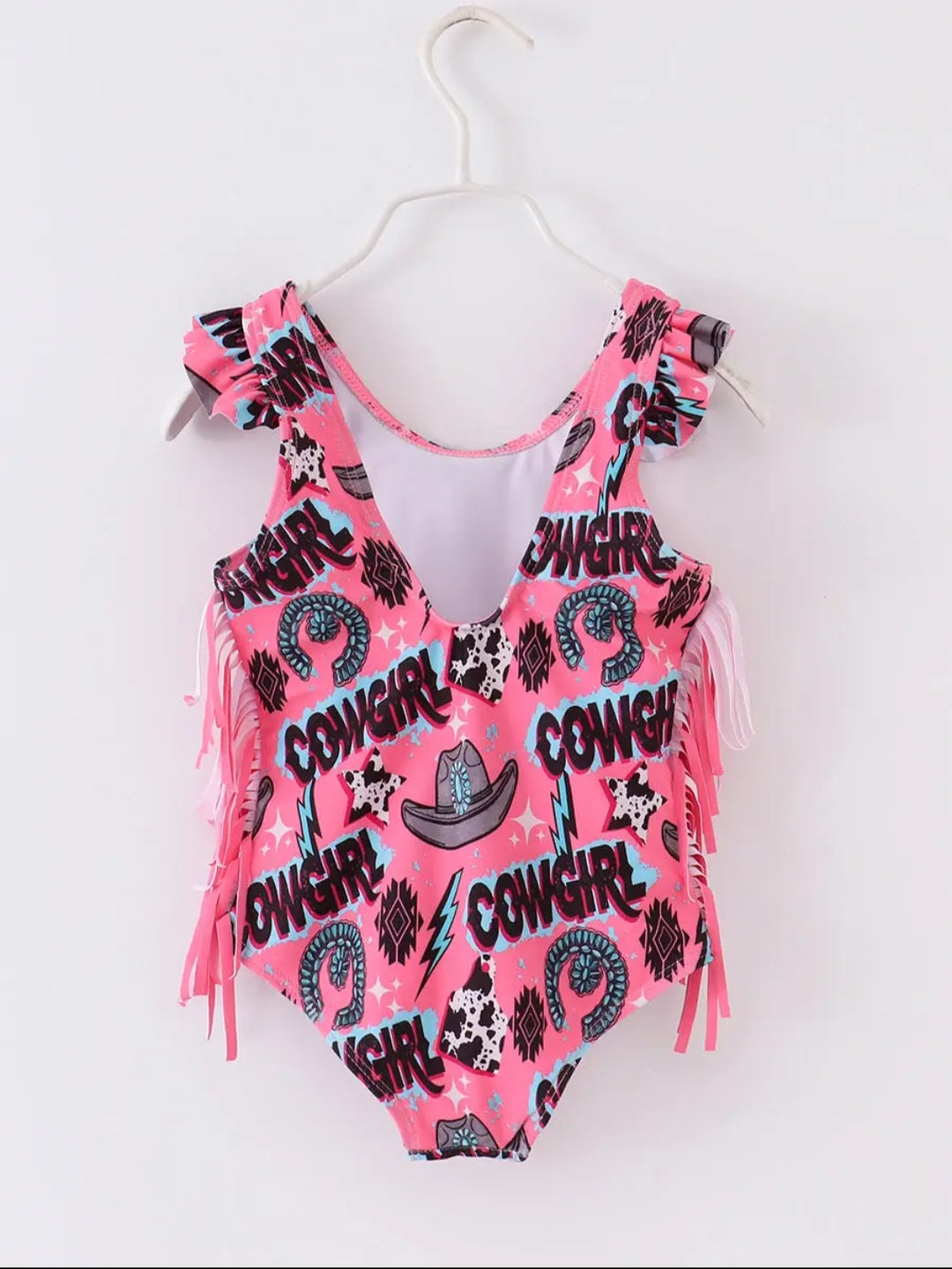Pink Cowgirl Hat Tassel Swimsuit