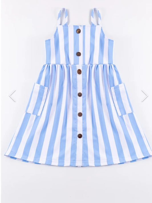 Blue Stripe Pocket Dress