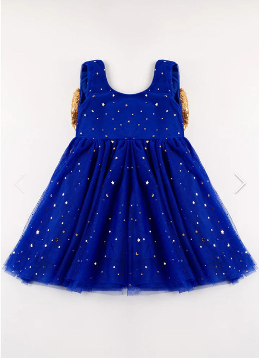 Blue Sequin Bow Dress