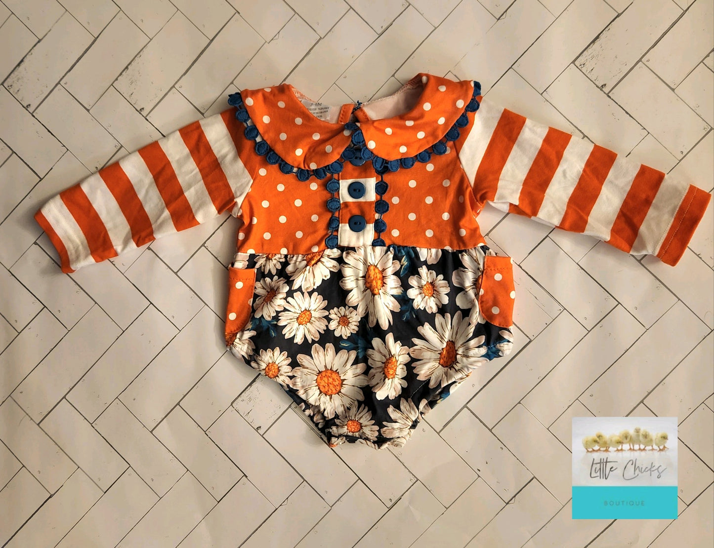 Okie & Lou Flowers & Stripes Romper