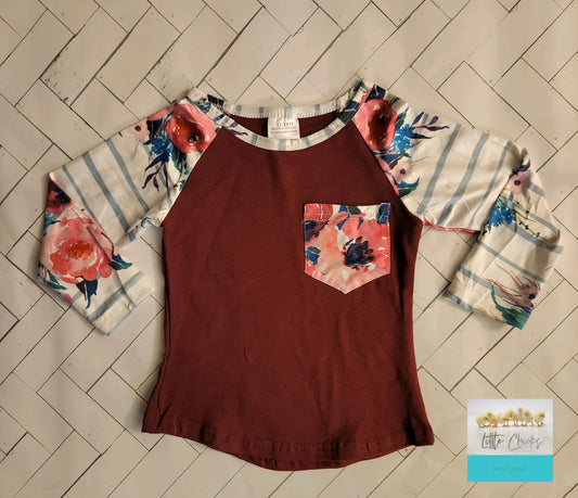 Maroon Floral Tee