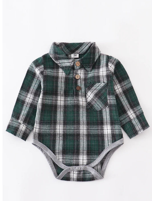 Green Plaid Romper