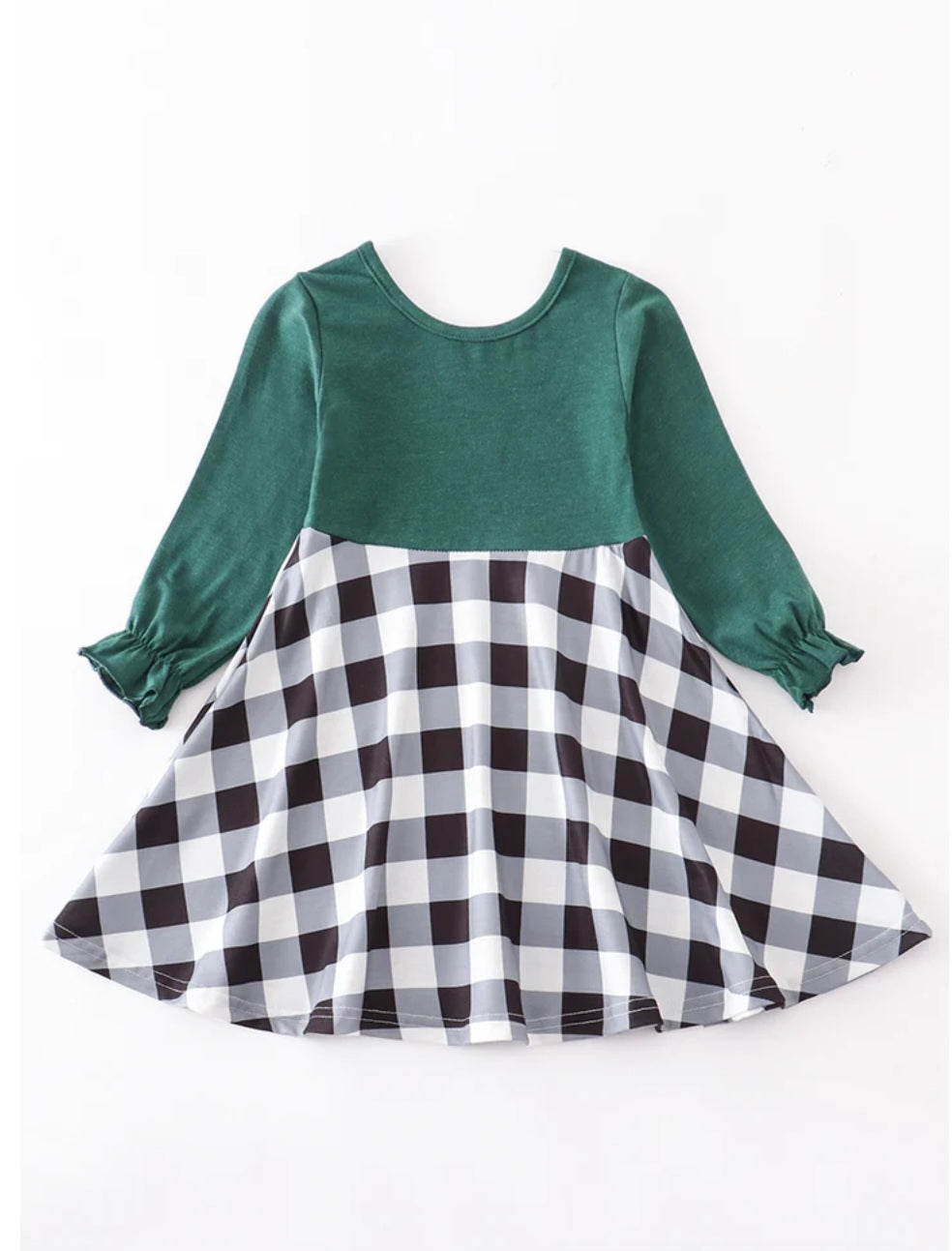 Green Plaid Twirl Dress
