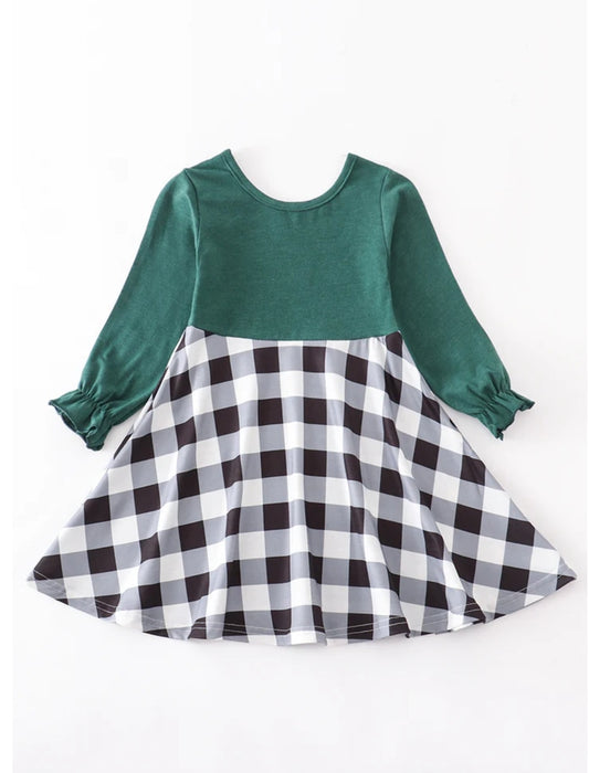 Green Plaid Twirl Dress