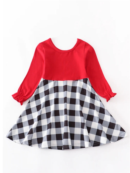 Red Plaid Twirl Dress