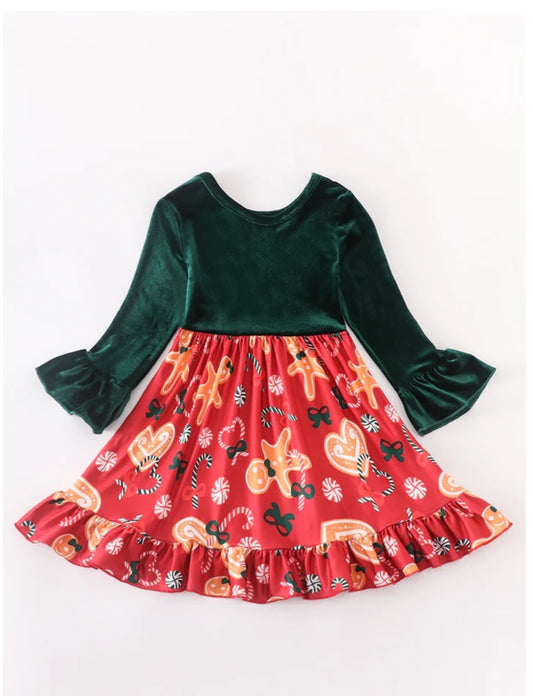 Forest Gingerbread Velvet Dress