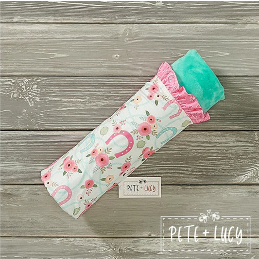 Horse Shoe Floral Minky Blanket